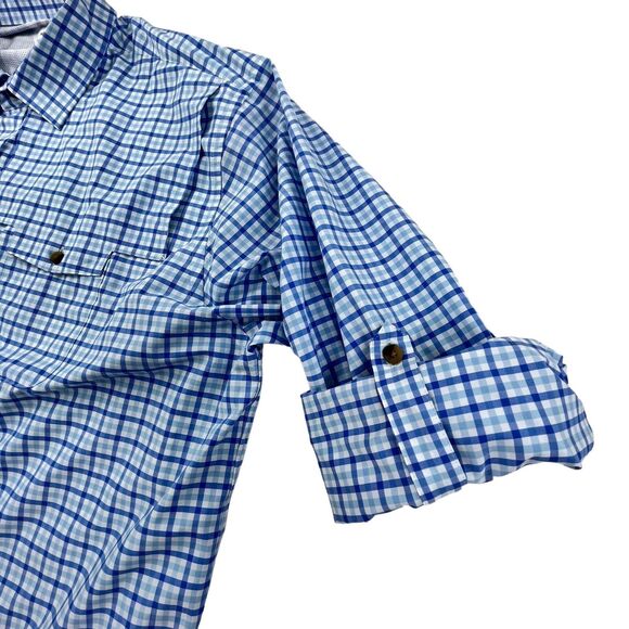Peter Millar Performance Shirt XXL Blue Check Roll Tab Seaside Plaid Vented NWT - Picture 9 of 14